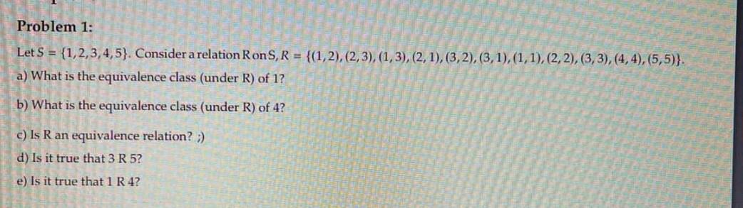 Solved Let S={1,2,3,4,5}. Consider A Relation R On | Chegg.com