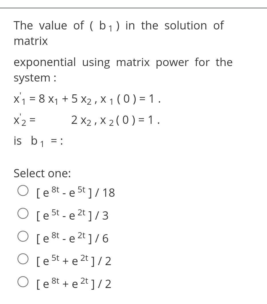 Solved The value of (b) in the solution of matrix | Chegg.com