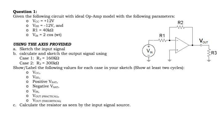 Solved Question 1: Given the following circuit with ideal | Chegg.com