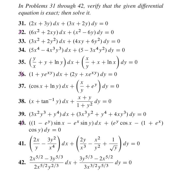 Solved In Problems 31 Through 42, Verify That The Given 