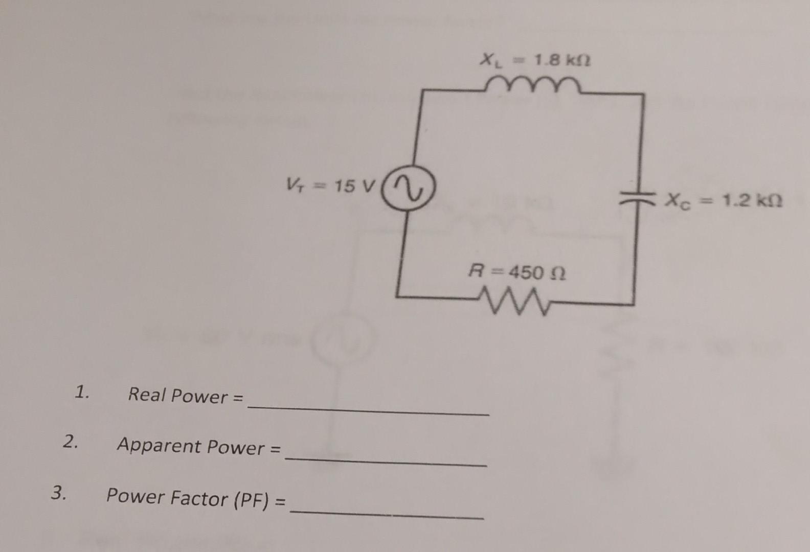 Solved Xl 1 8 K 2 V4 15 V 2 Xc 1 2 K2 R 450 22 1 Chegg Com