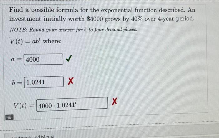 Solved Find a possible formula for the exponential function | Chegg.com