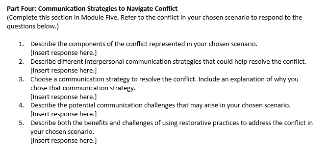 Solved Part Four: Communication Strategies to Navigate | Chegg.com