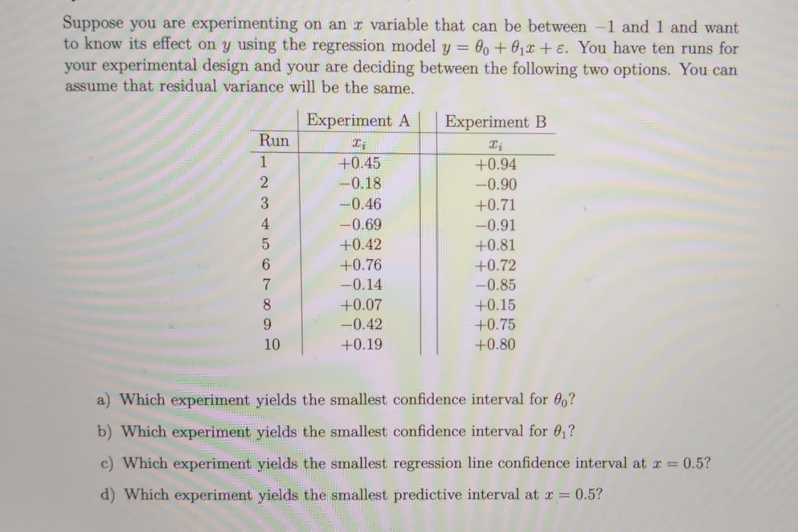 Solved Suppose you are experimenting on an x variable that | Chegg.com