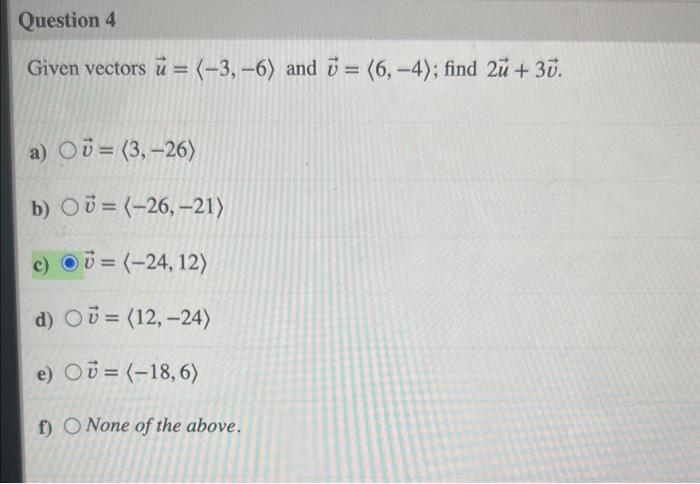 Solved Let v be the vector with initial point (−4,−5) and | Chegg.com