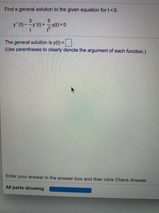 Solved Find A General Solution To The Given Equation For | Chegg.com