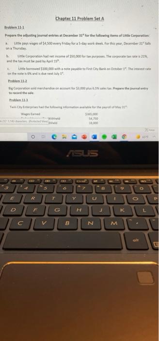 Solved Chapter 11 Problem Set A Problem 11-1 Prepare the | Chegg.com