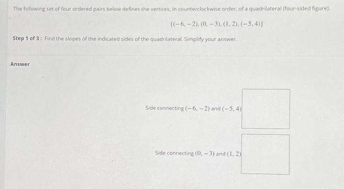 Solved The Following Set Of Four Ordered Pairs Below Defines Chegg Com   Image