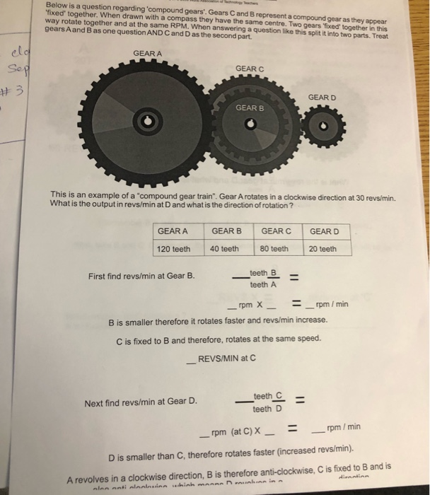 Solved In the figure below, gears B and C are a compound