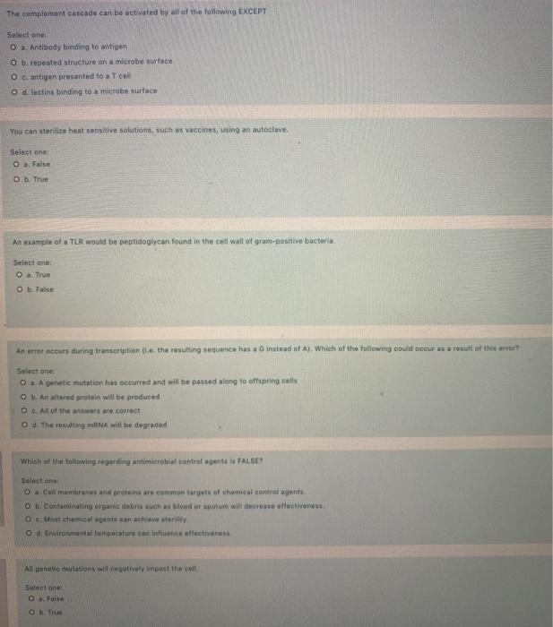 Solved The complement cascade can be activated by all of the | Chegg.com