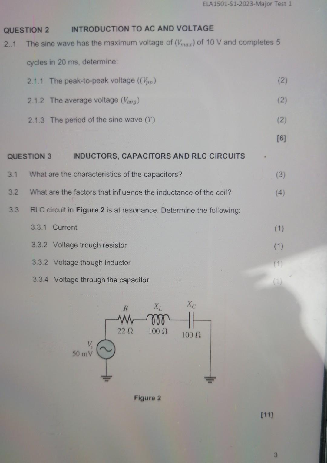 Solved QUESTION 2 INTRODUCTION TO AC AND VOLTAGE 2..1 The | Chegg.com