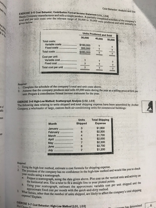 Solved Cost Behavior: Analysis and Use WRCISE 3-5 Cost | Chegg.com