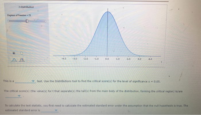 T Test Line Graph The test statistic is t- Use the tool to evaluate | Chegg.com
