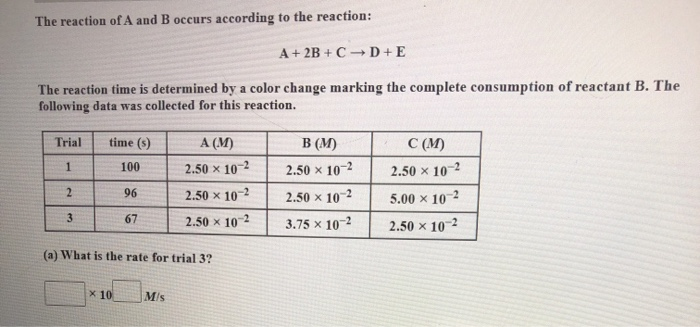 Solved The Reaction Of A And B Occurs According To The | Chegg.com