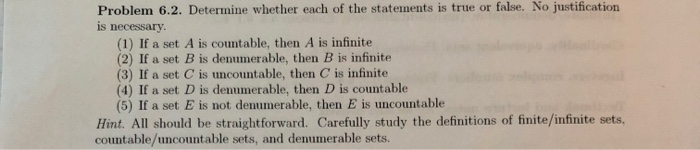 Solved Determine whether each of the following statements is | Chegg.com