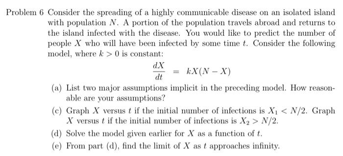 Solved Problem 6 Consider the spreading of a highly | Chegg.com