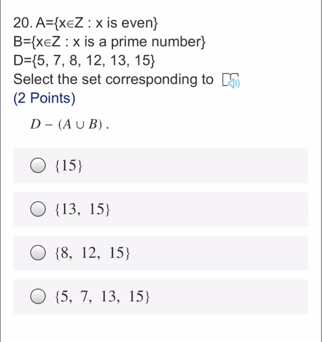 Solved 20. A={xeZ : x is even} B={xeZ : x is a prime number