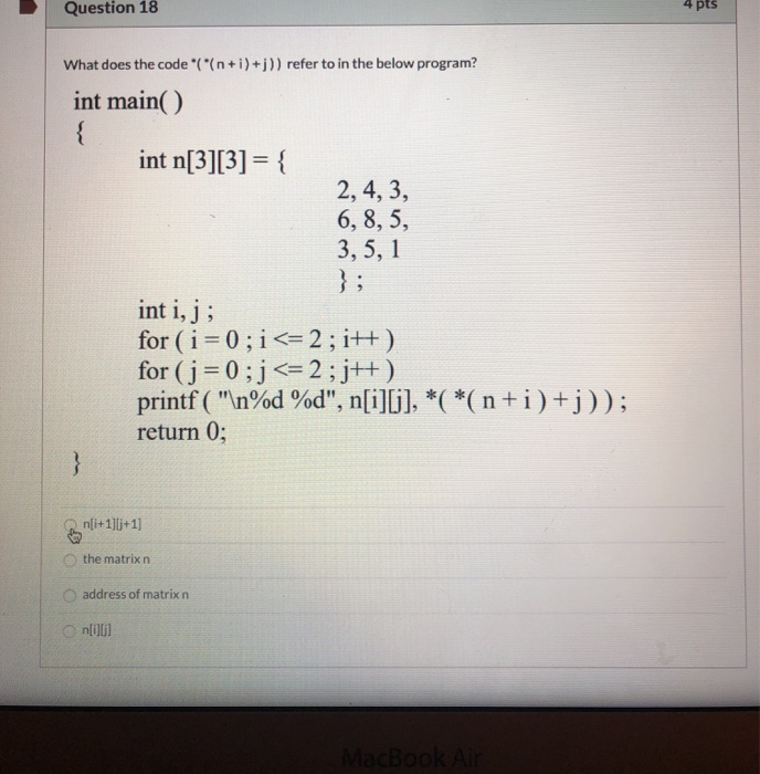 Solved Question 18 4 Pts What Does The Code F N I J R Chegg Com
