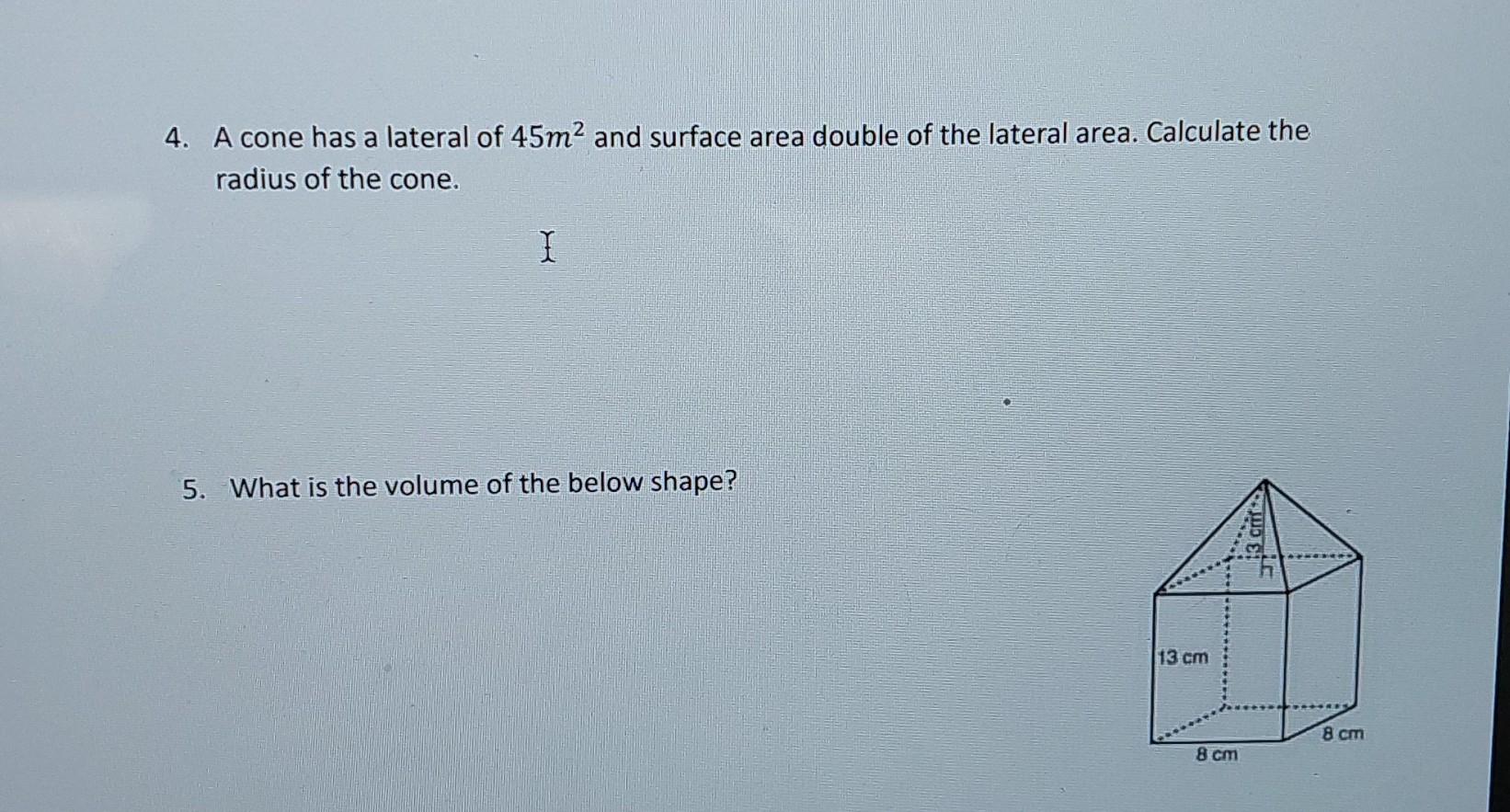 how to calculate the lateral surface of a cone