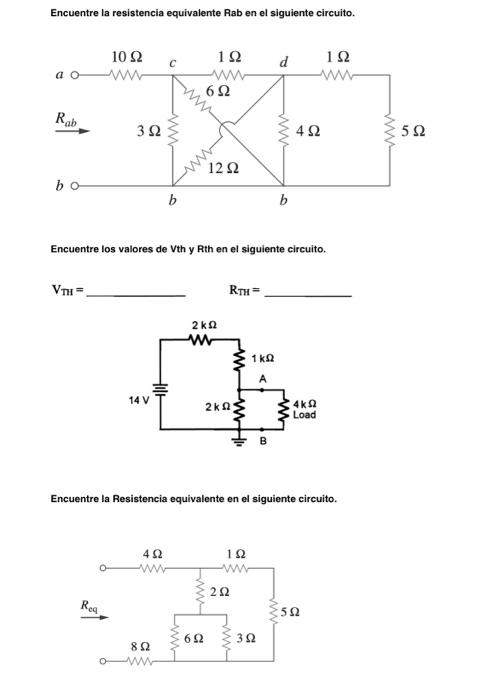 Solved Encuentre la resistencia equivalente Rab en el | Chegg.com