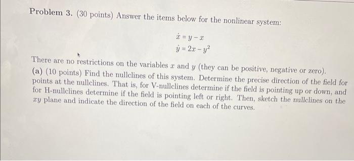 Solved Problem 3. ( 30 points) Answer the items below for | Chegg.com