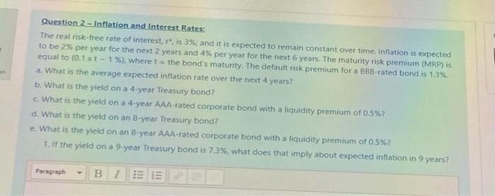 Solved Question 2 - Inflation And Interest Rates The Real | Chegg.com