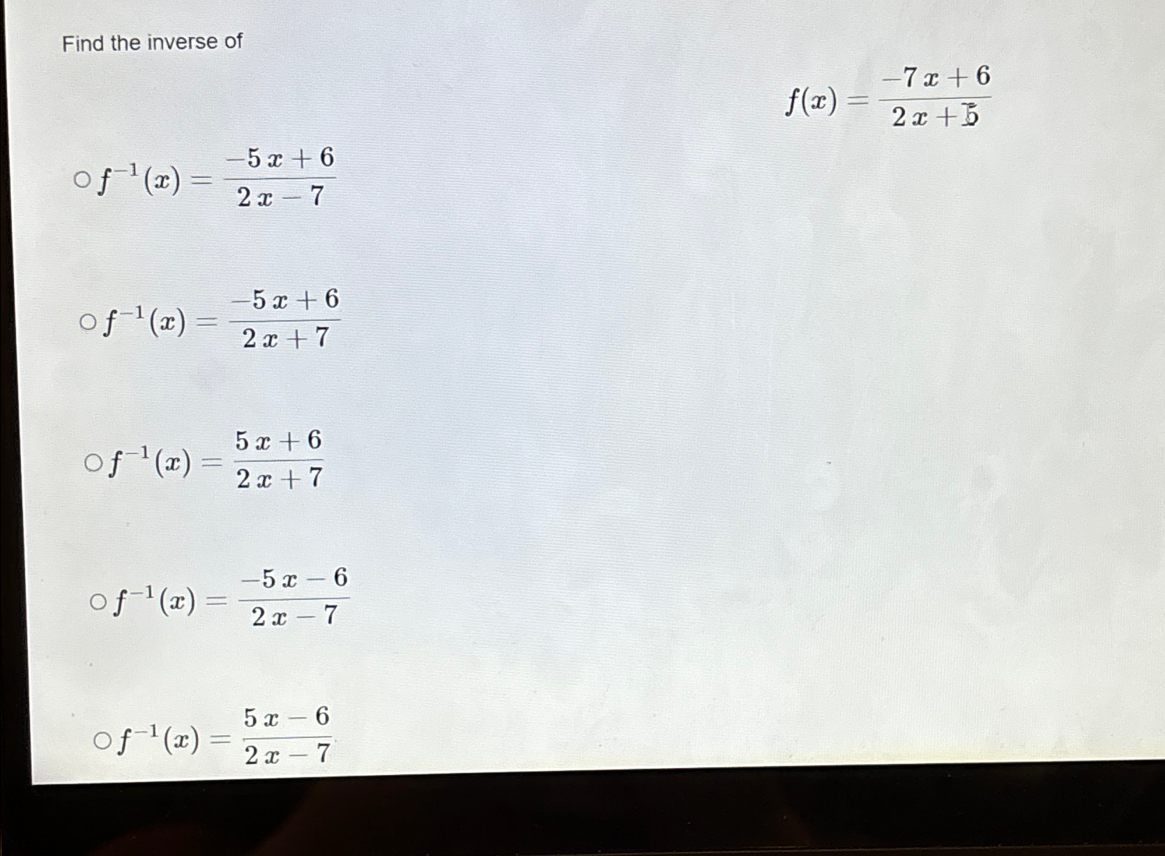 Solved Find The Inverse | Chegg.com