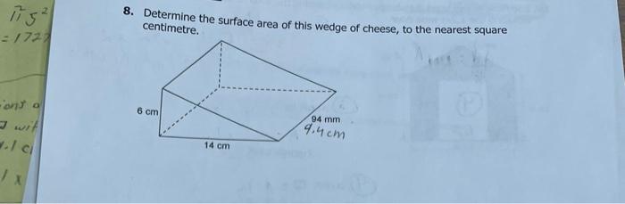 Solved =152521721 8. Determine the surface area of this | Chegg.com