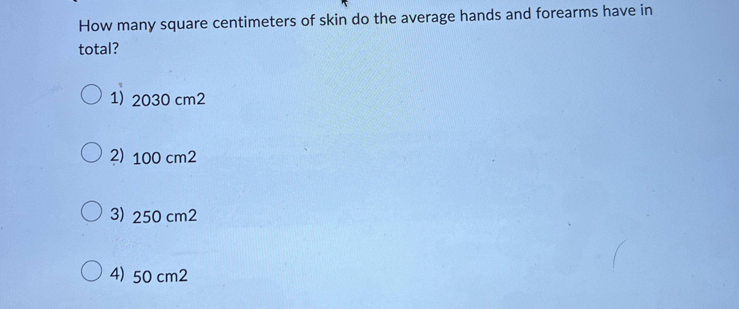 Solved How Many Square Centimeters Of Skin Do The Average Chegg Com