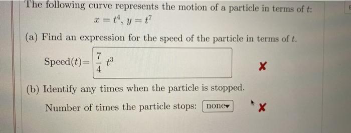 Solved The following curve represents the motion of a | Chegg.com