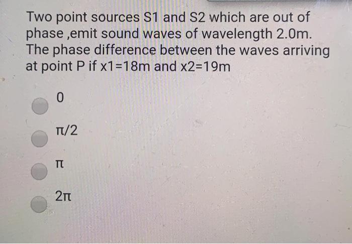 Solved Two point sources S1 and S2 which are out of phase | Chegg.com