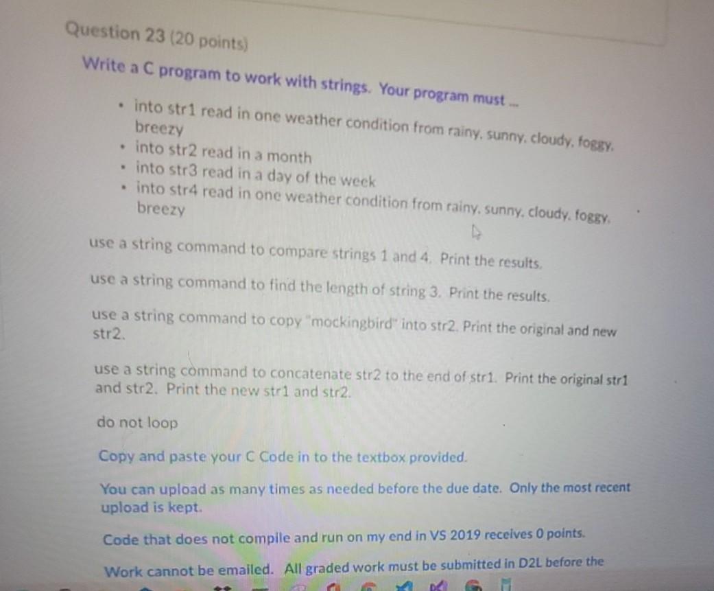 Solved Question 23 (20 points) Write a C program to work | Chegg.com