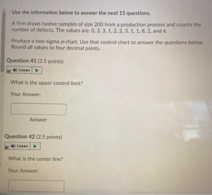 Solved Use the information below to answer the next 15 | Chegg.com