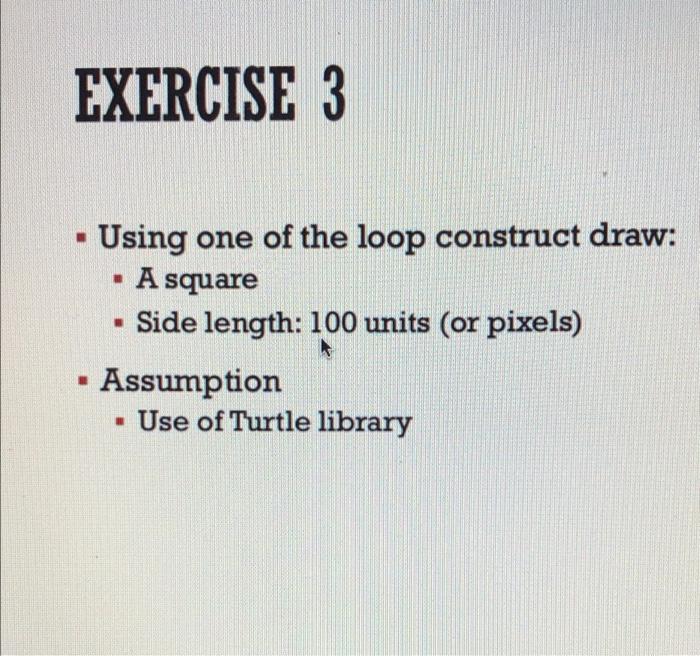 Solved EXERCISE 3 Using one of the loop construct draw: • A | Chegg.com