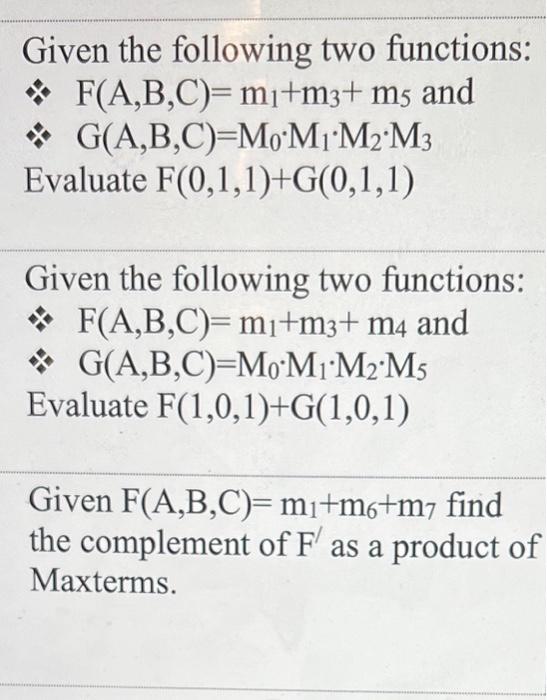 Solved Given The Following Two Functions: * | Chegg.com