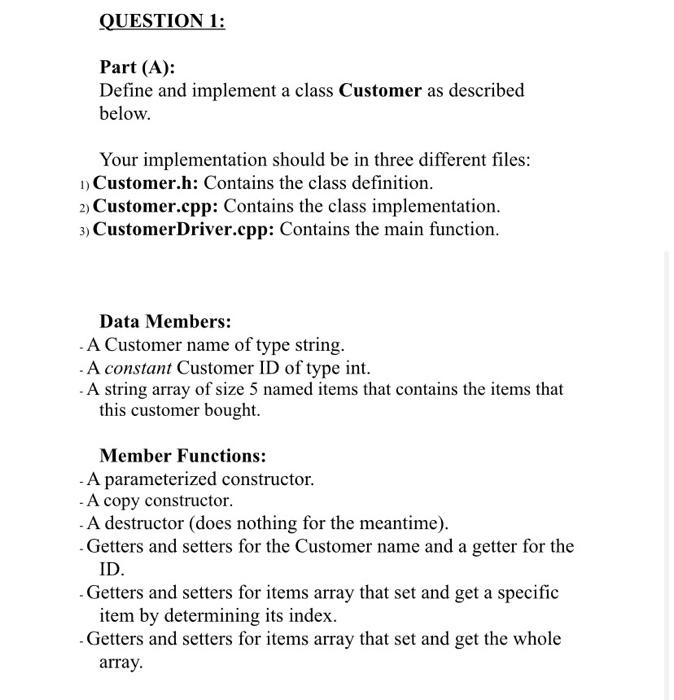 Solved in object oriented programming c++ the two parts for | Chegg.com