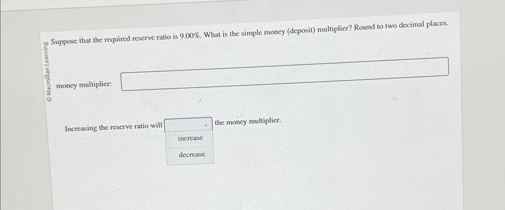 the value of money multiplier is inverse of reserve ratio