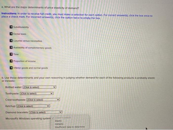 Solved a. What are the major determinants of price | Chegg.com