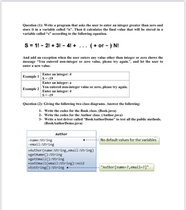 Solved Question (1): Write a program that asks the user to | Chegg.com