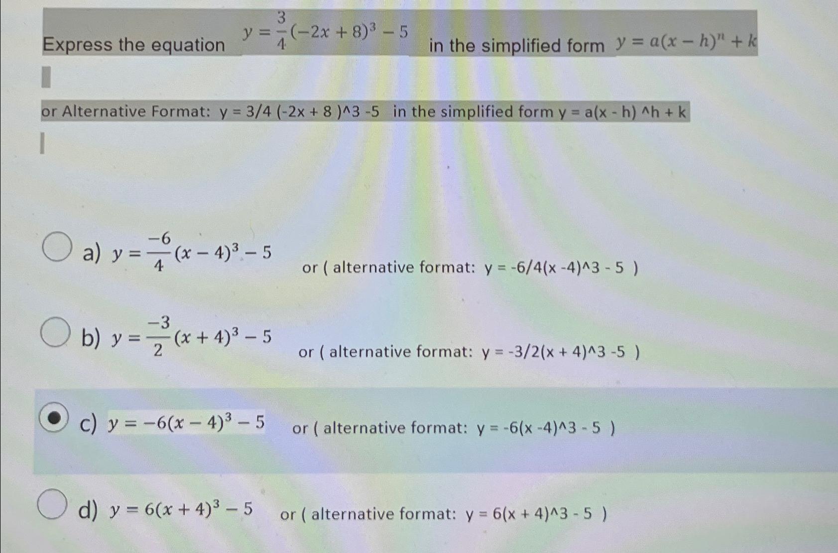 solved-express-the-equation-y-34-2x-8-3-5-in-the-chegg