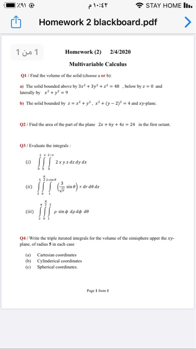 Solved O2 Ù… Û±Û° Û² Stay Home Ii Homework 2 Blackboard Chegg Com