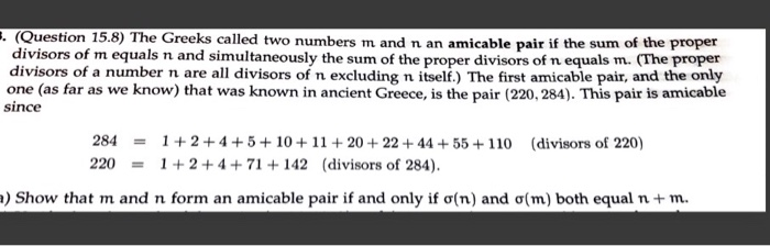 Solved Show That M And N Form An Amicable Pair If And Onl Chegg Com