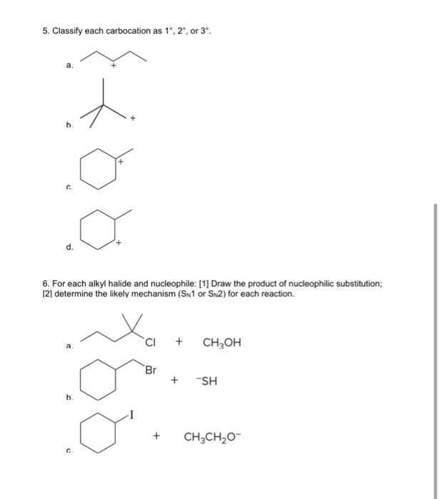 Solved 5. Classify each carbocation as 1