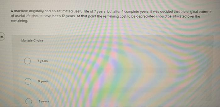 Solved A machine originally had an estimated useful life of | Chegg.com