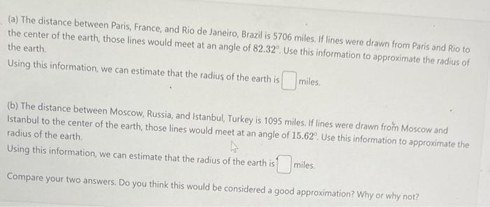 Solved a The distance between Paris France and Rio de Chegg