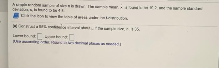 Solved A simple random sample of size n is drawn. The sample | Chegg.com
