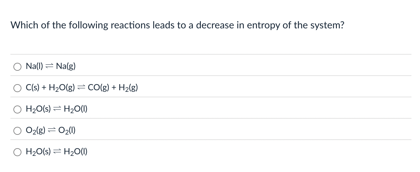 Solved Which of the following reactions leads to a decrease | Chegg.com