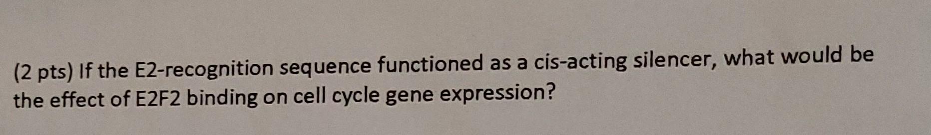 Solved (2 pts) If the E2-recognition sequence functioned as | Chegg.com
