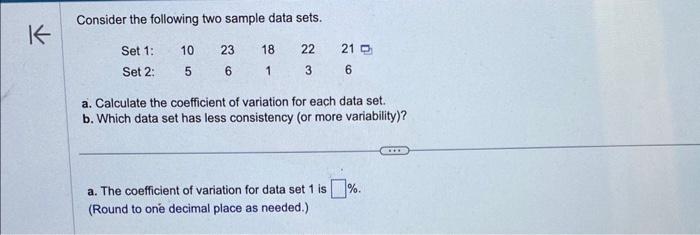 Solved Consider The Following Two Sample Data Sets. A. | Chegg.com