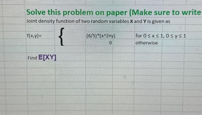 Solved Solve this problem on paper (Make sure to write Joint | Chegg.com